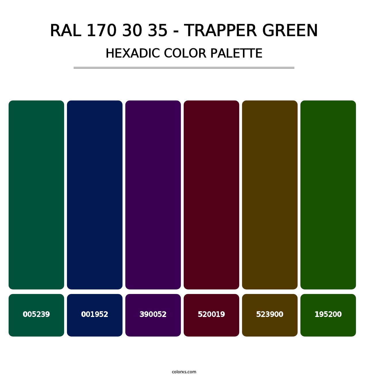 RAL 170 30 35 - Trapper Green - Hexadic Color Palette