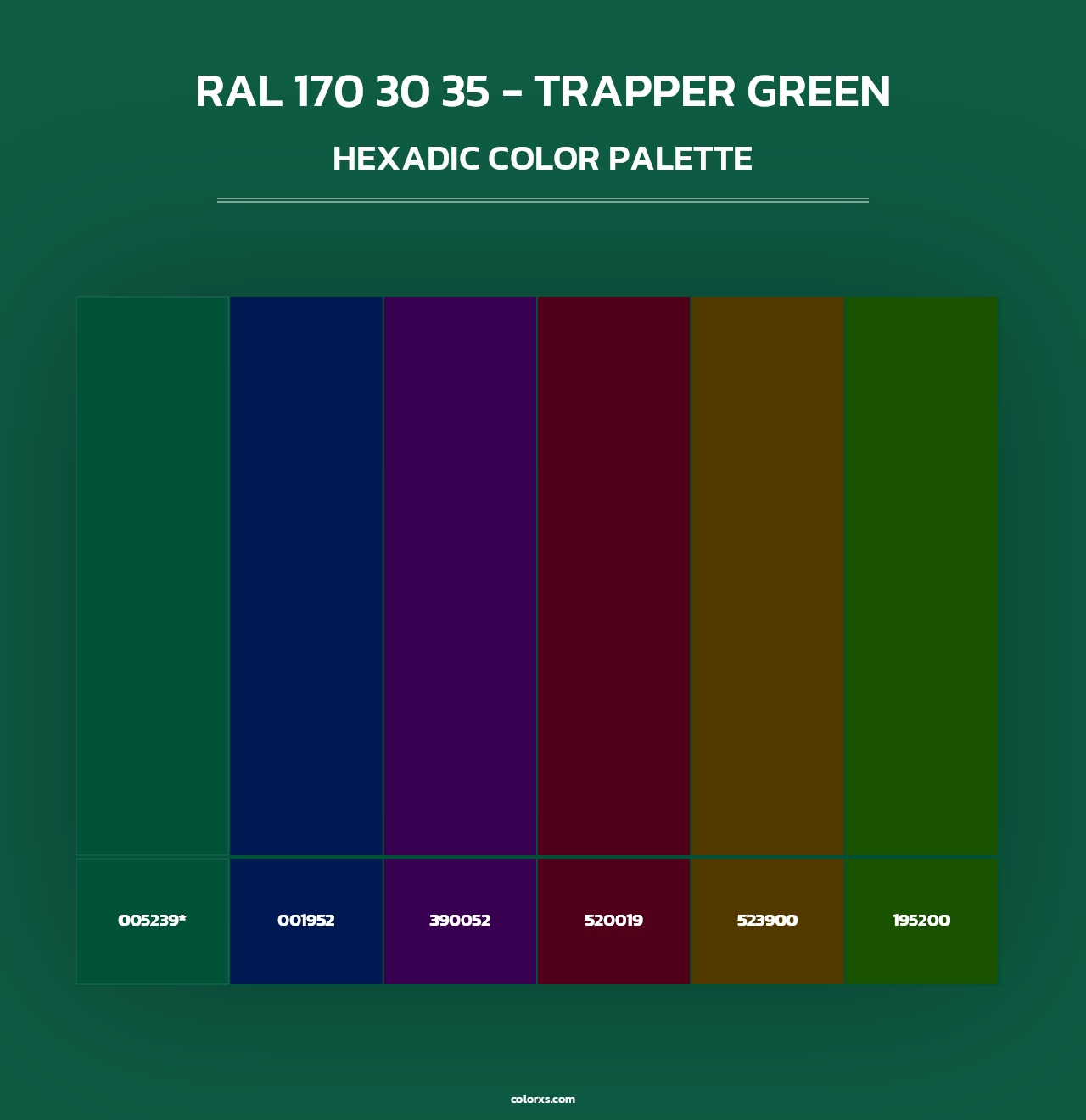 RAL 170 30 35 - Trapper Green - Hexadic Color Palette