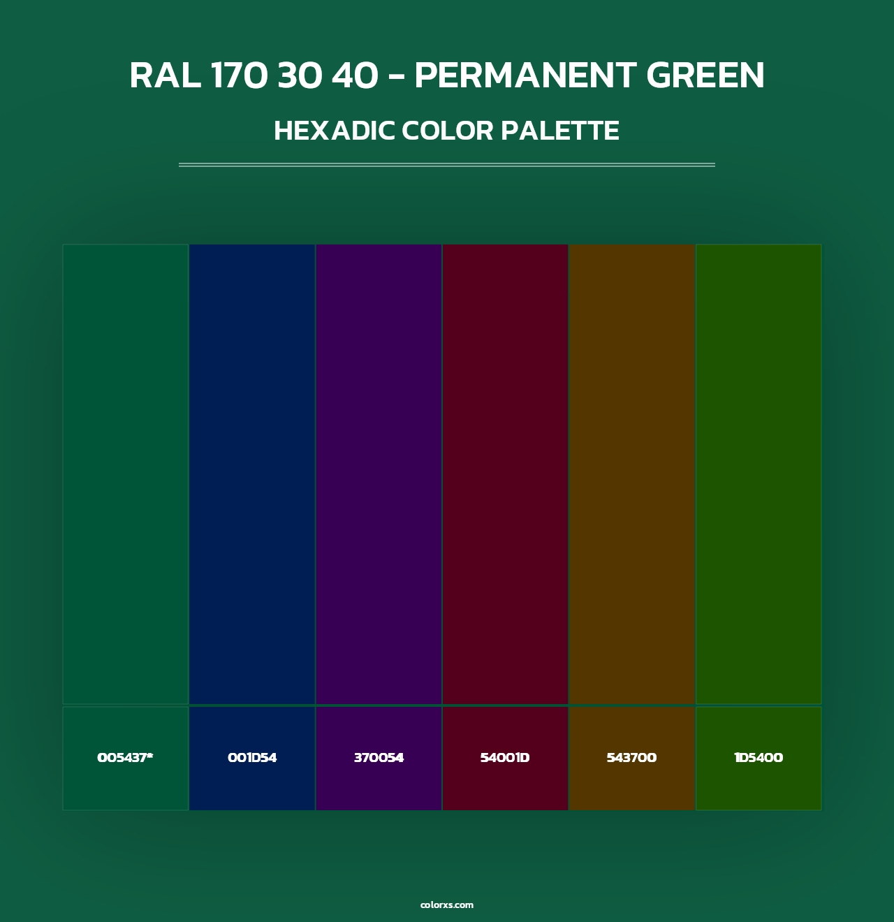 RAL 170 30 40 - Permanent Green - Hexadic Color Palette