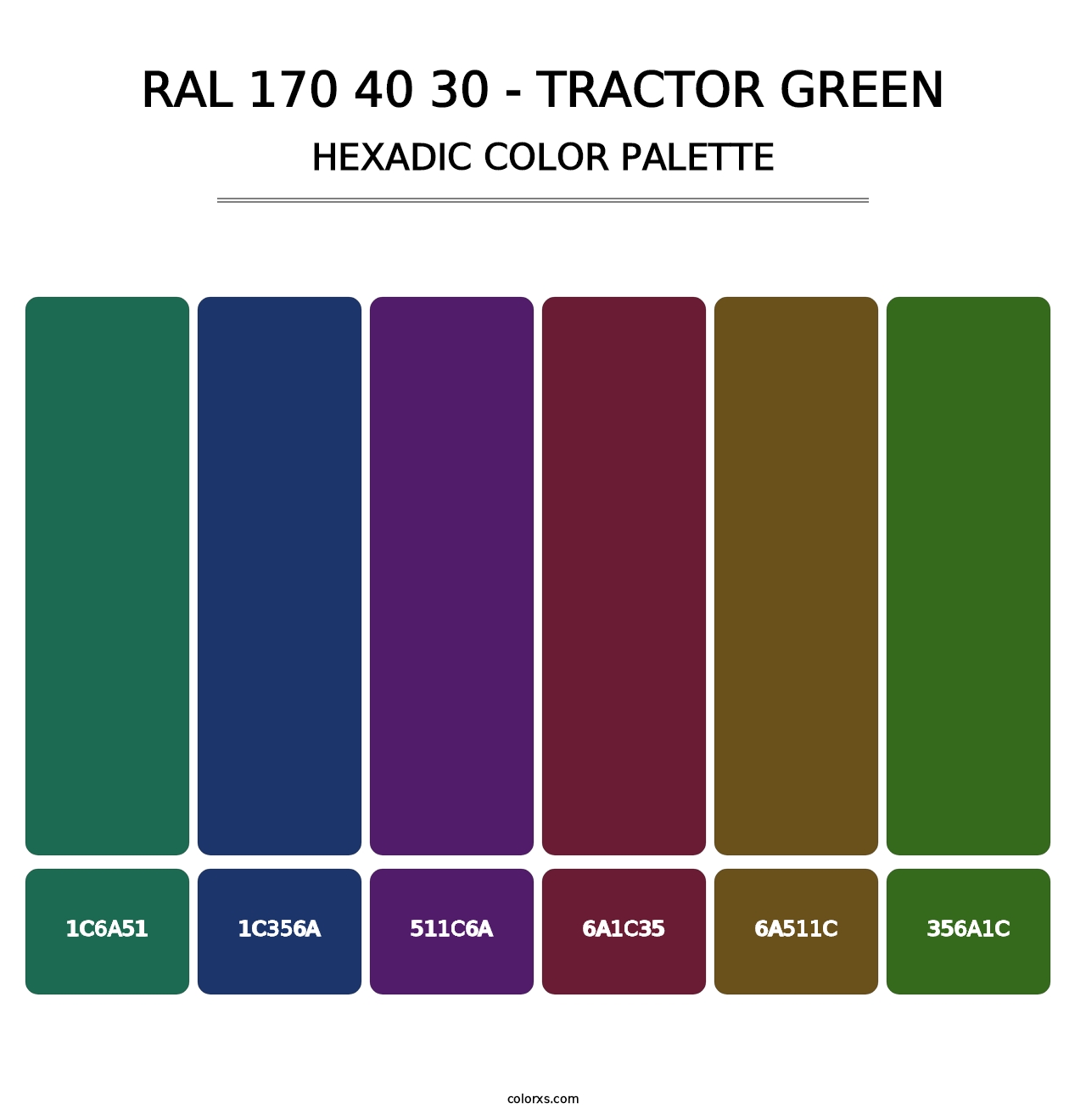 RAL 170 40 30 - Tractor Green - Hexadic Color Palette