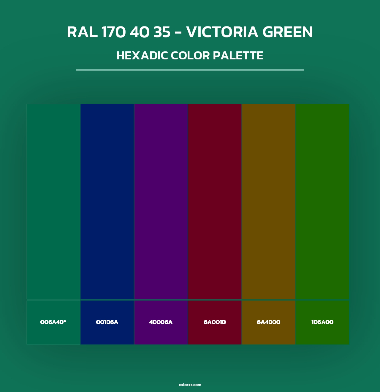 RAL 170 40 35 - Victoria Green - Hexadic Color Palette