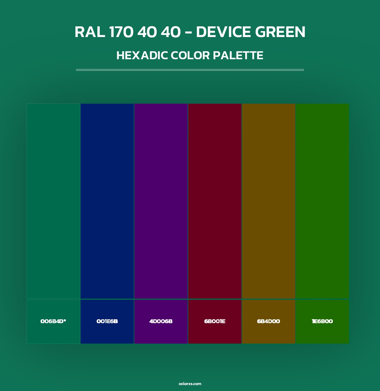 RAL 170 40 40 - Device Green - Hexadic Color Palette