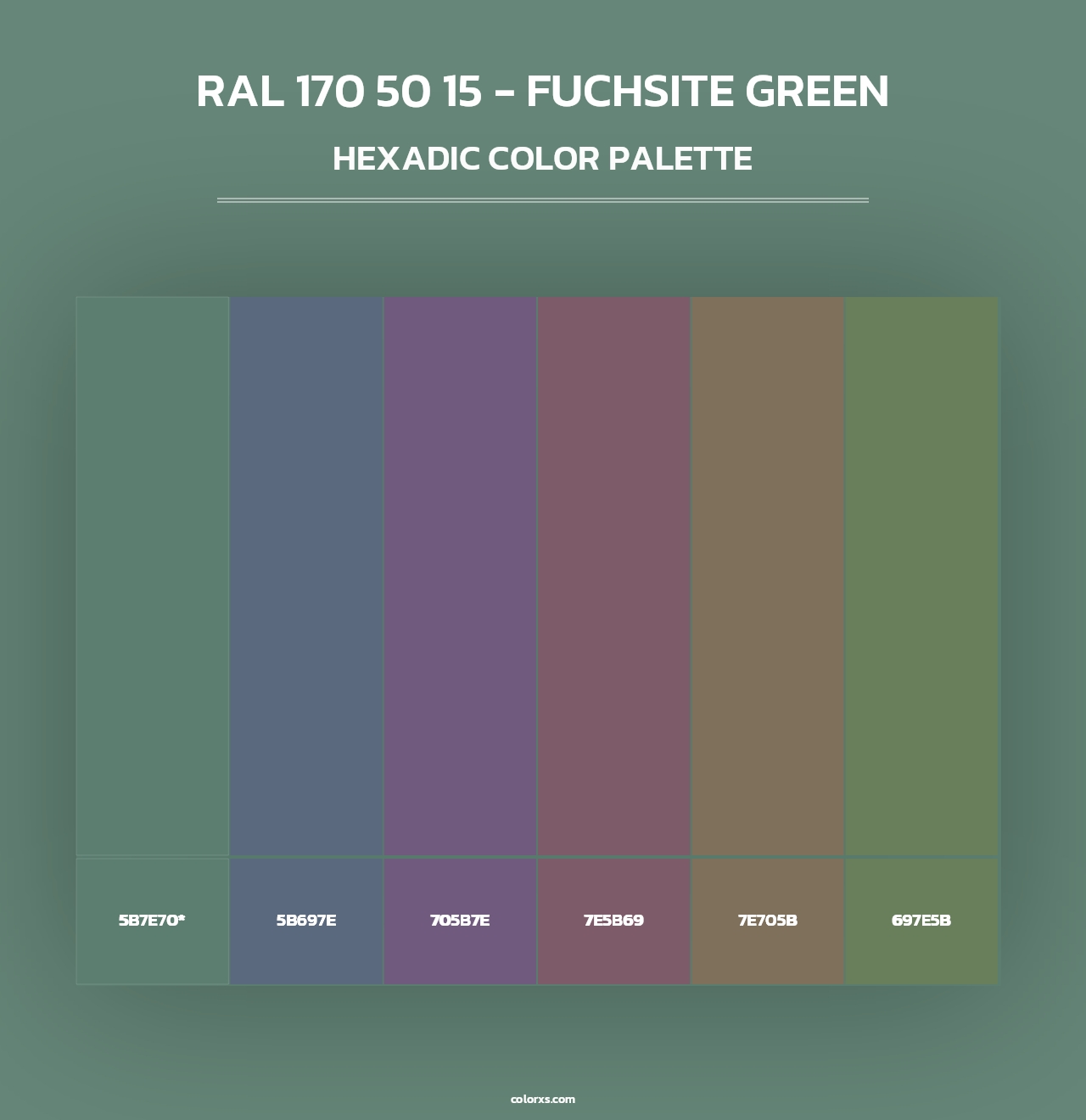 RAL 170 50 15 - Fuchsite Green - Hexadic Color Palette