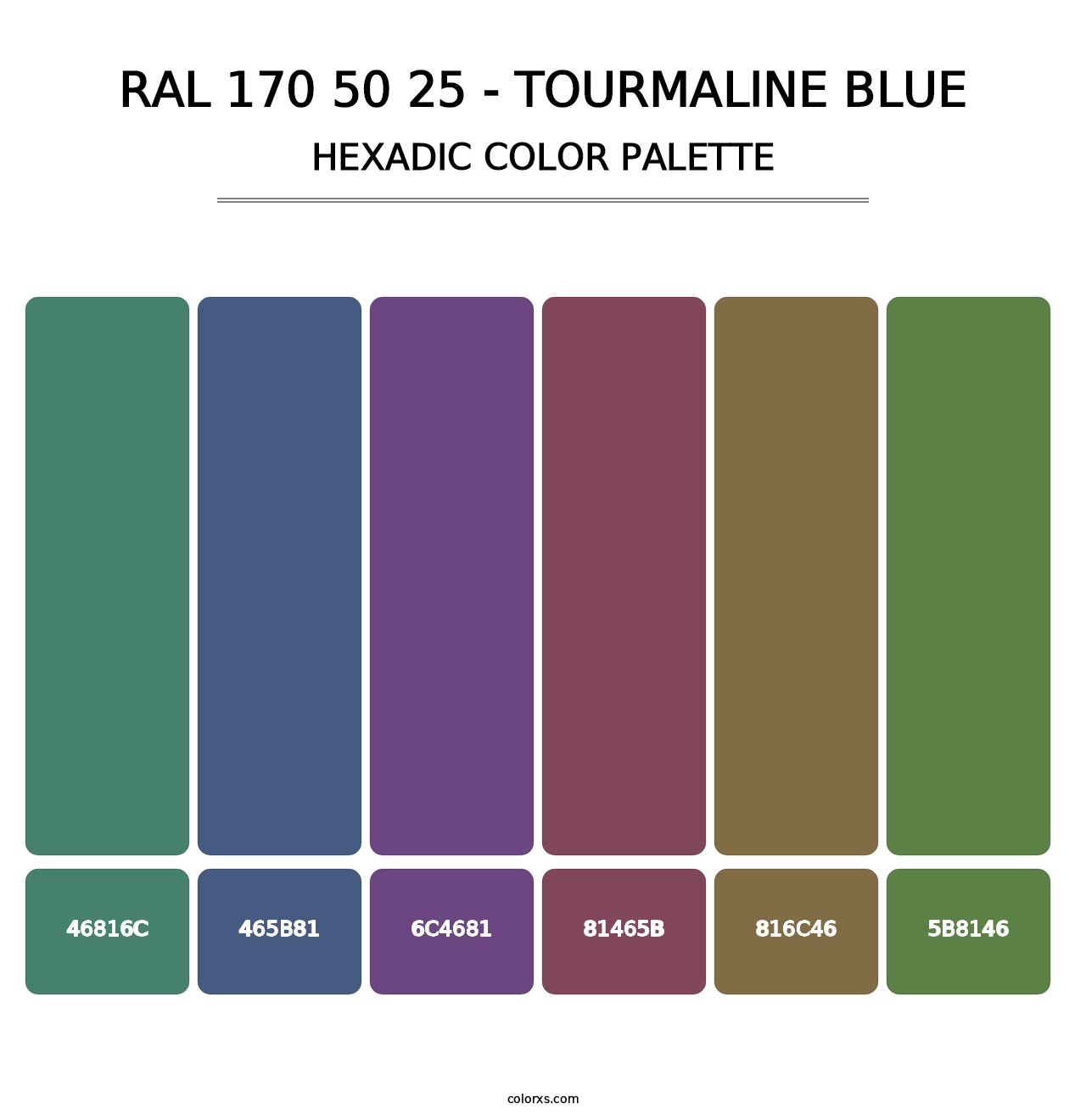 RAL 170 50 25 - Tourmaline Blue - Hexadic Color Palette