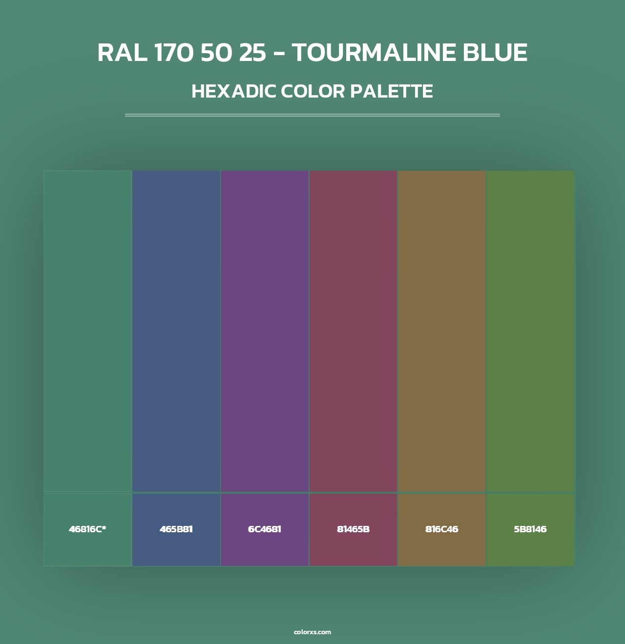RAL 170 50 25 - Tourmaline Blue - Hexadic Color Palette