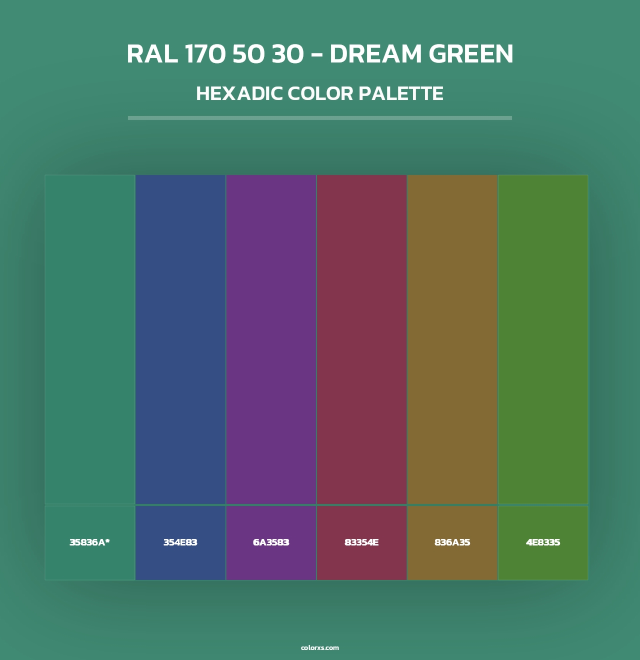 RAL 170 50 30 - Dream Green - Hexadic Color Palette
