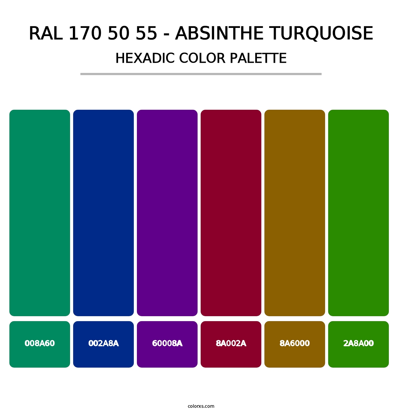 RAL 170 50 55 - Absinthe Turquoise - Hexadic Color Palette