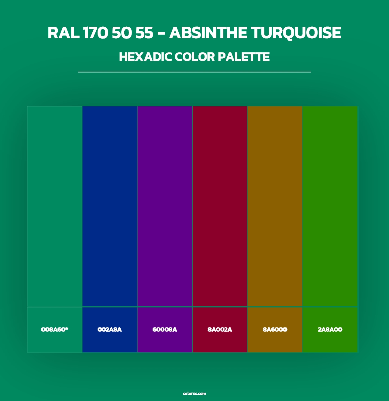 RAL 170 50 55 - Absinthe Turquoise - Hexadic Color Palette
