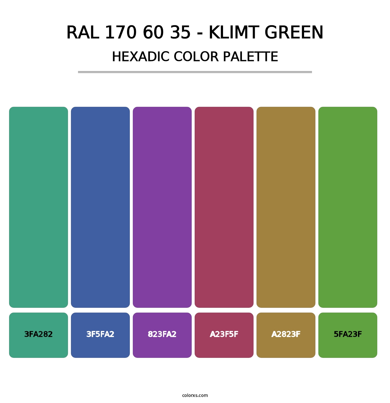 RAL 170 60 35 - Klimt Green - Hexadic Color Palette