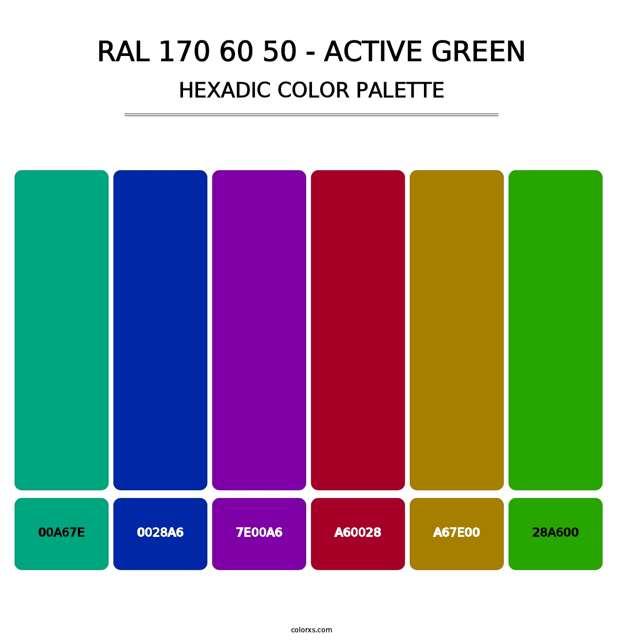 RAL 170 60 50 - Active Green - Hexadic Color Palette