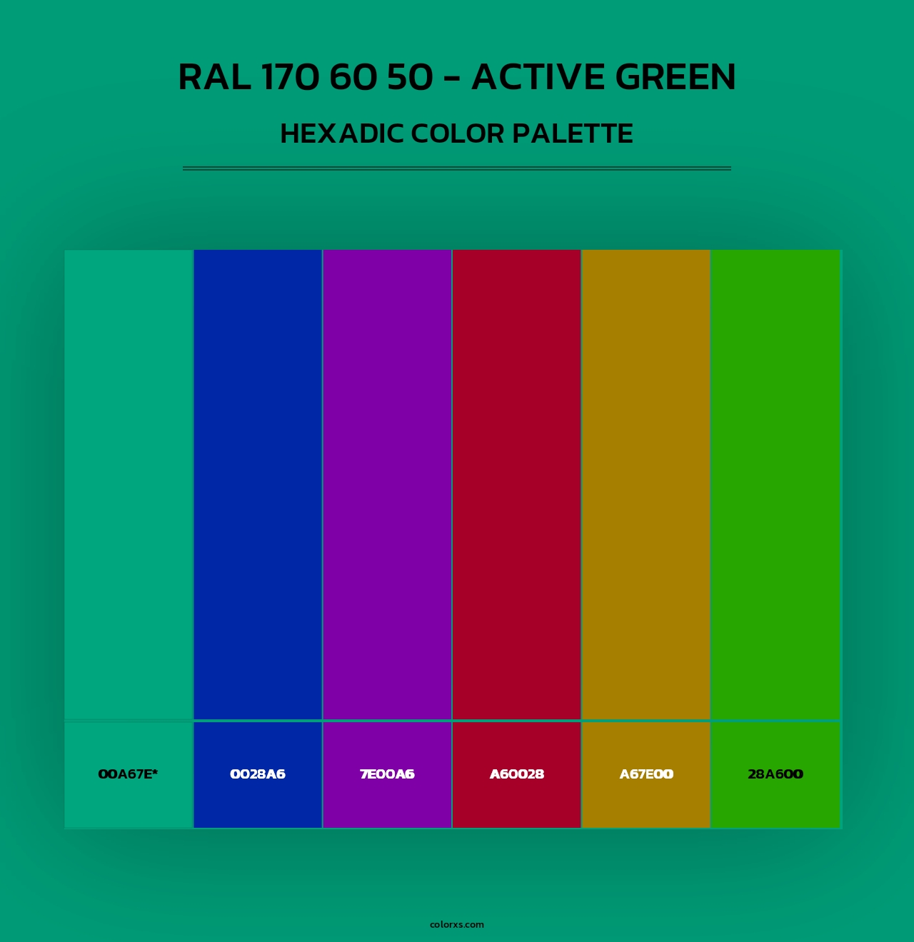 RAL 170 60 50 - Active Green - Hexadic Color Palette
