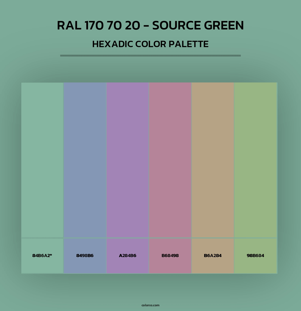 RAL 170 70 20 - Source Green - Hexadic Color Palette