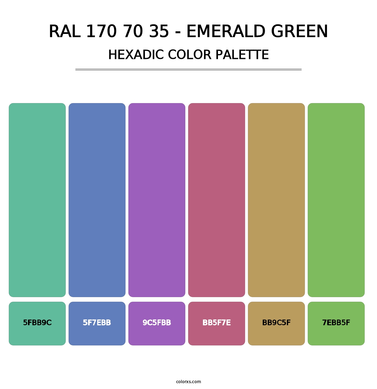 RAL 170 70 35 - Emerald Green - Hexadic Color Palette