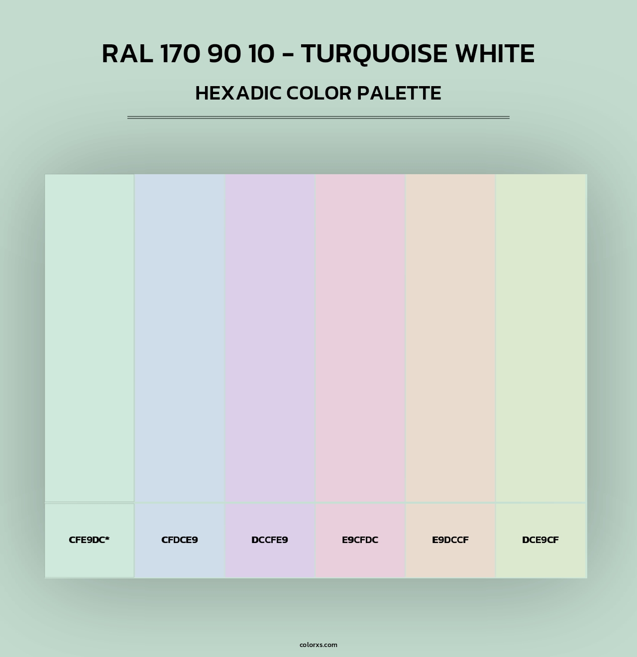 RAL 170 90 10 - Turquoise White - Hexadic Color Palette