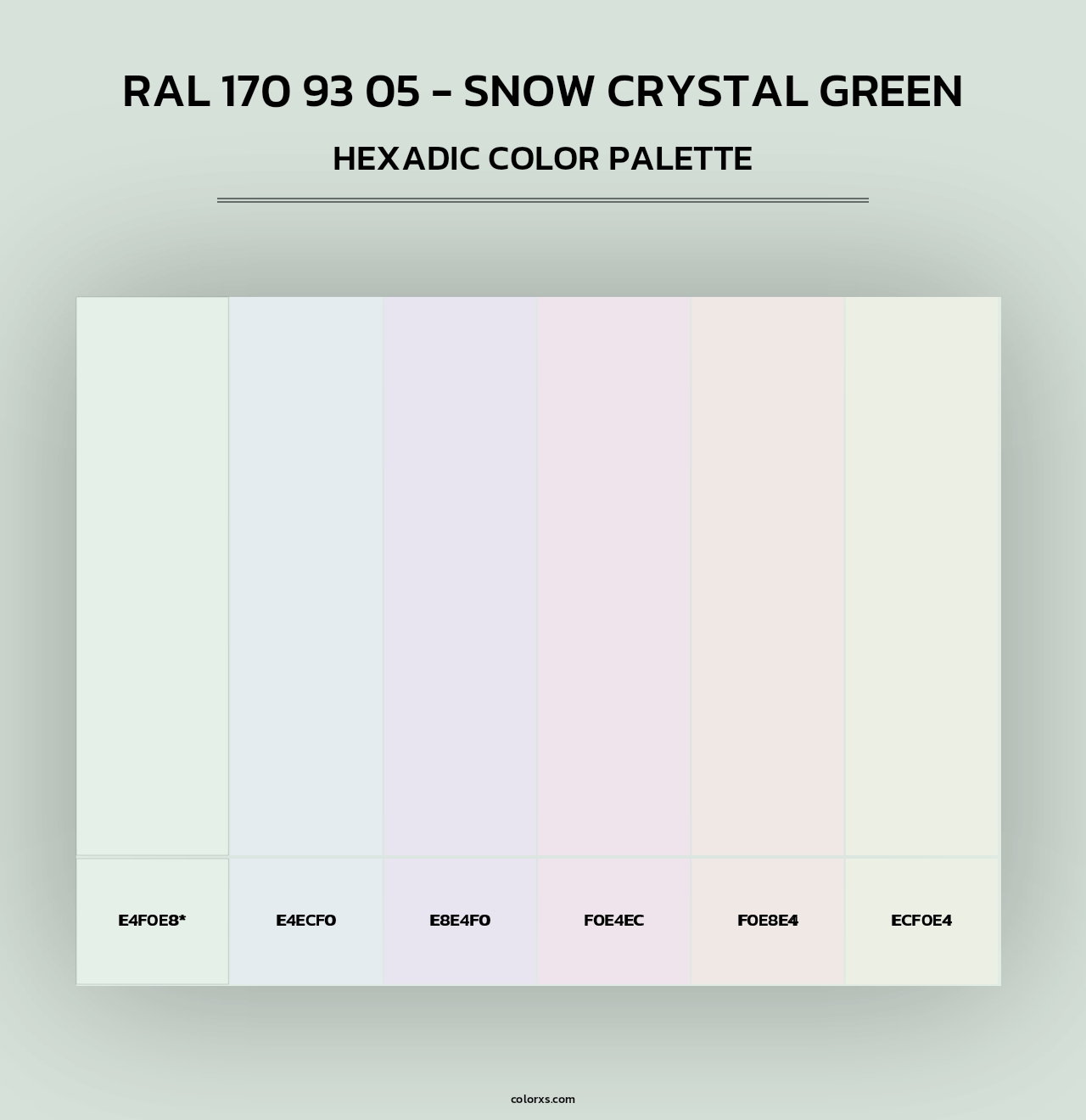 RAL 170 93 05 - Snow Crystal Green - Hexadic Color Palette