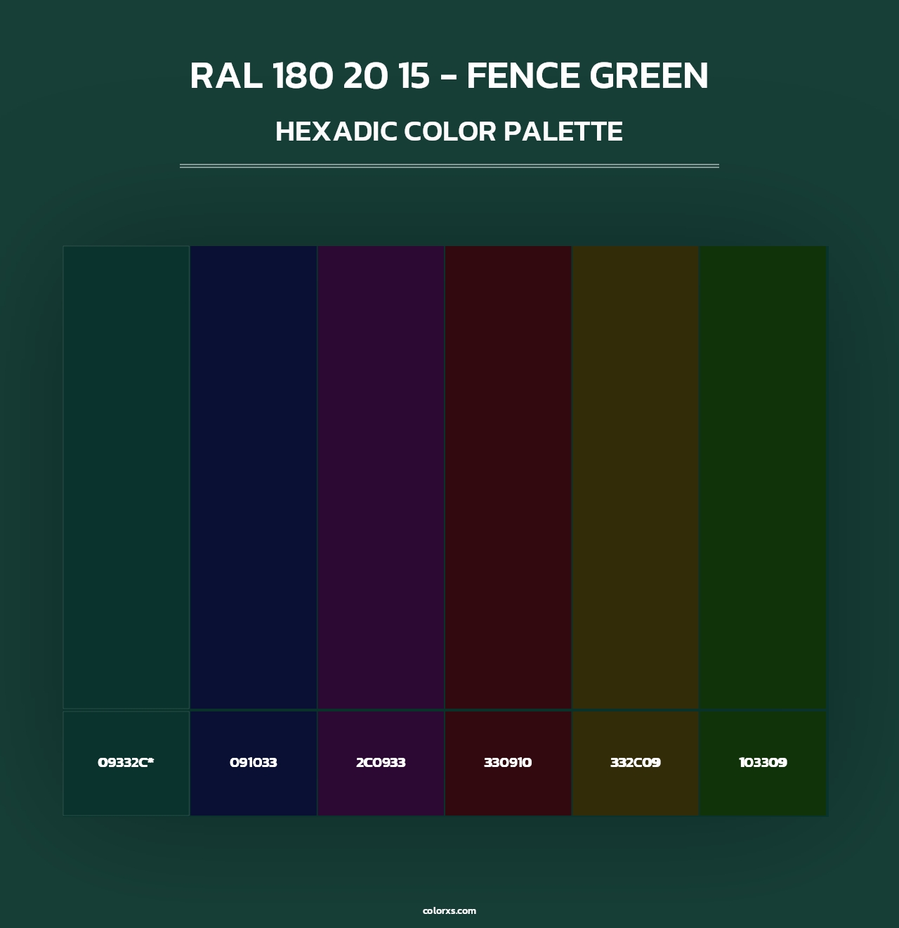 RAL 180 20 15 - Fence Green - Hexadic Color Palette