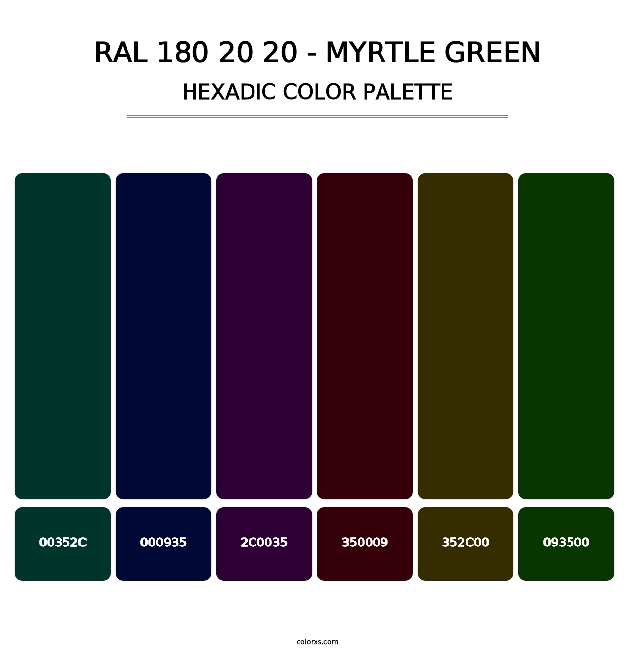 RAL 180 20 20 - Myrtle Green - Hexadic Color Palette