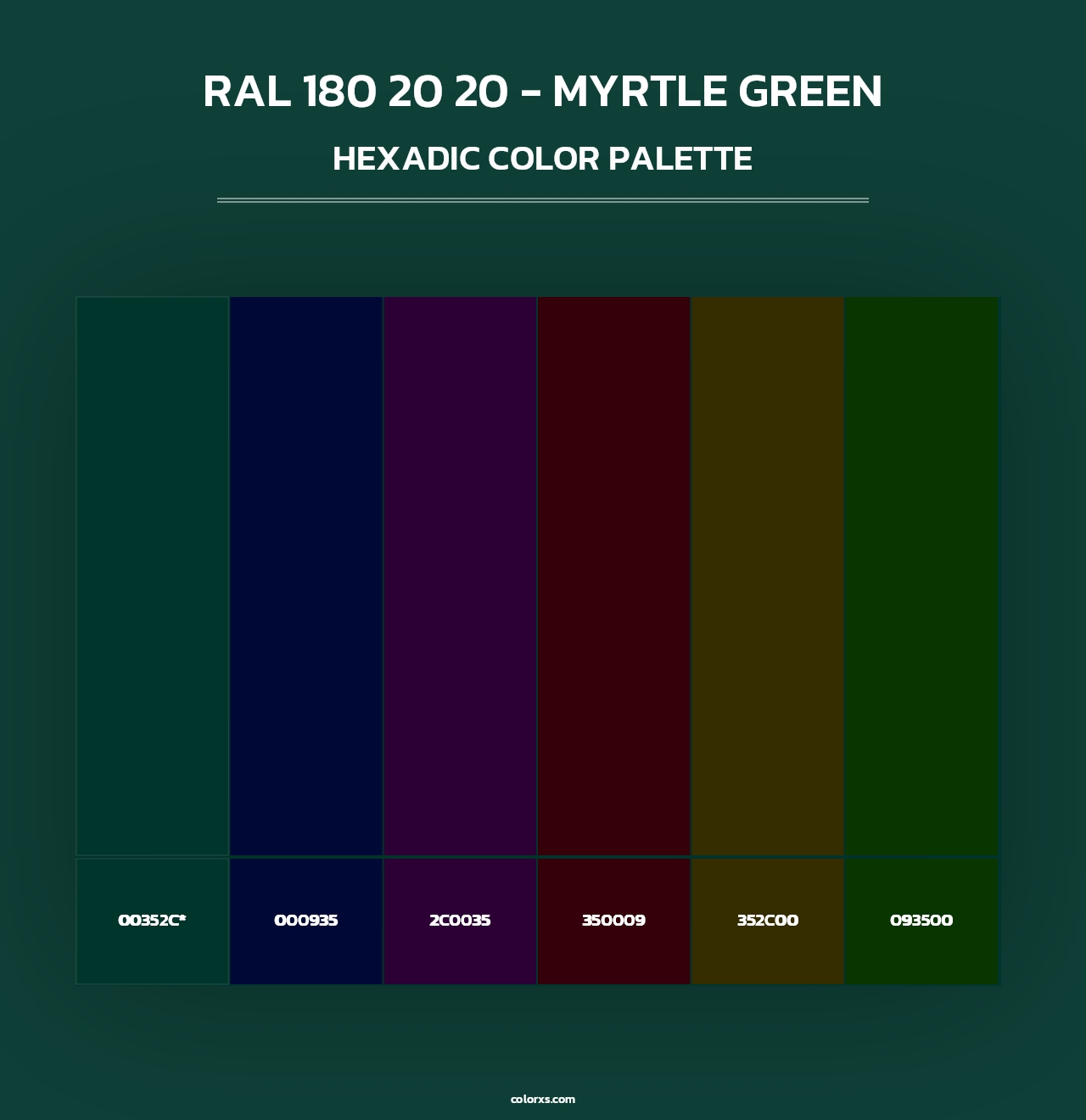 RAL 180 20 20 - Myrtle Green - Hexadic Color Palette