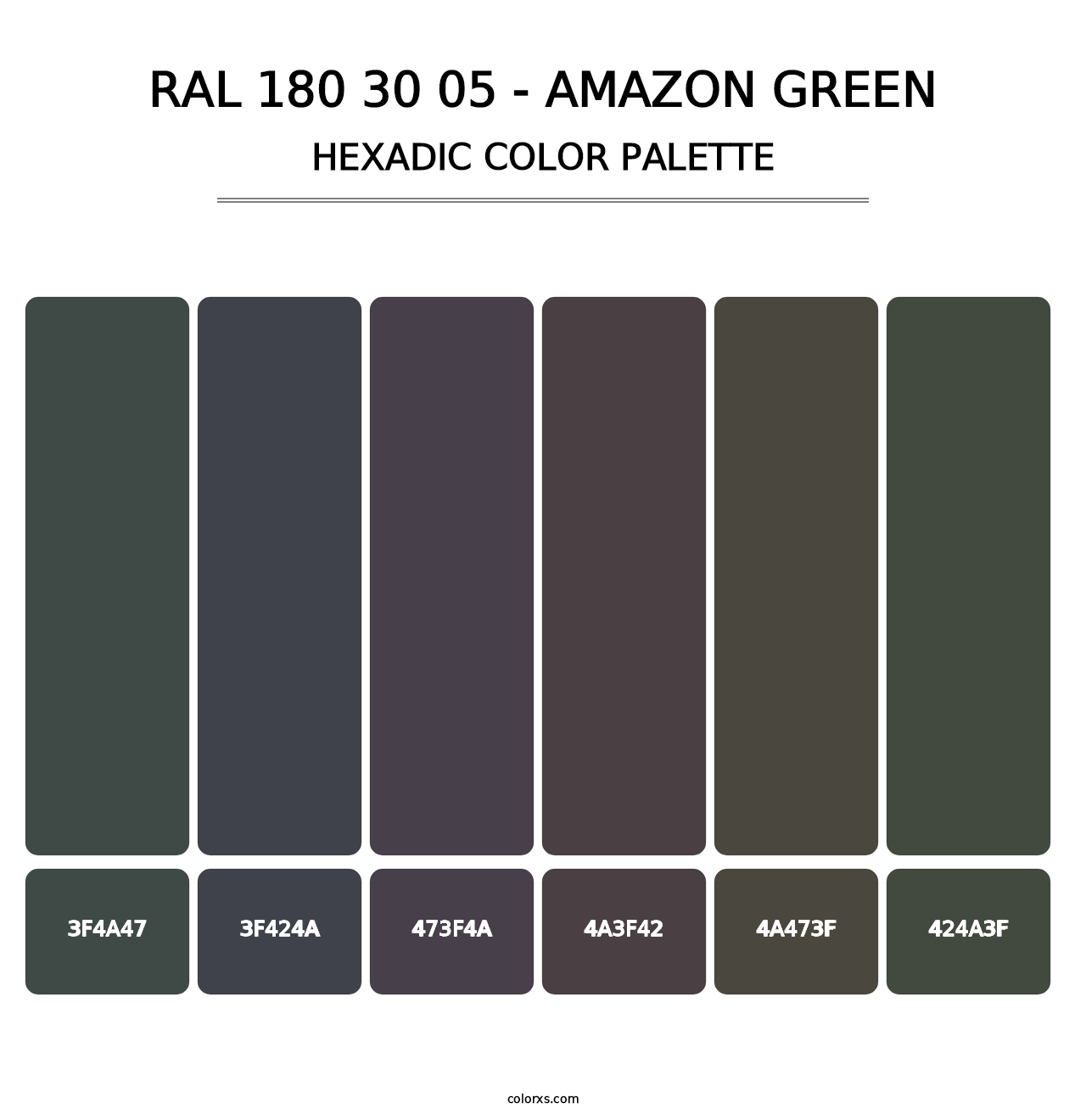 RAL 180 30 05 - Amazon Green - Hexadic Color Palette