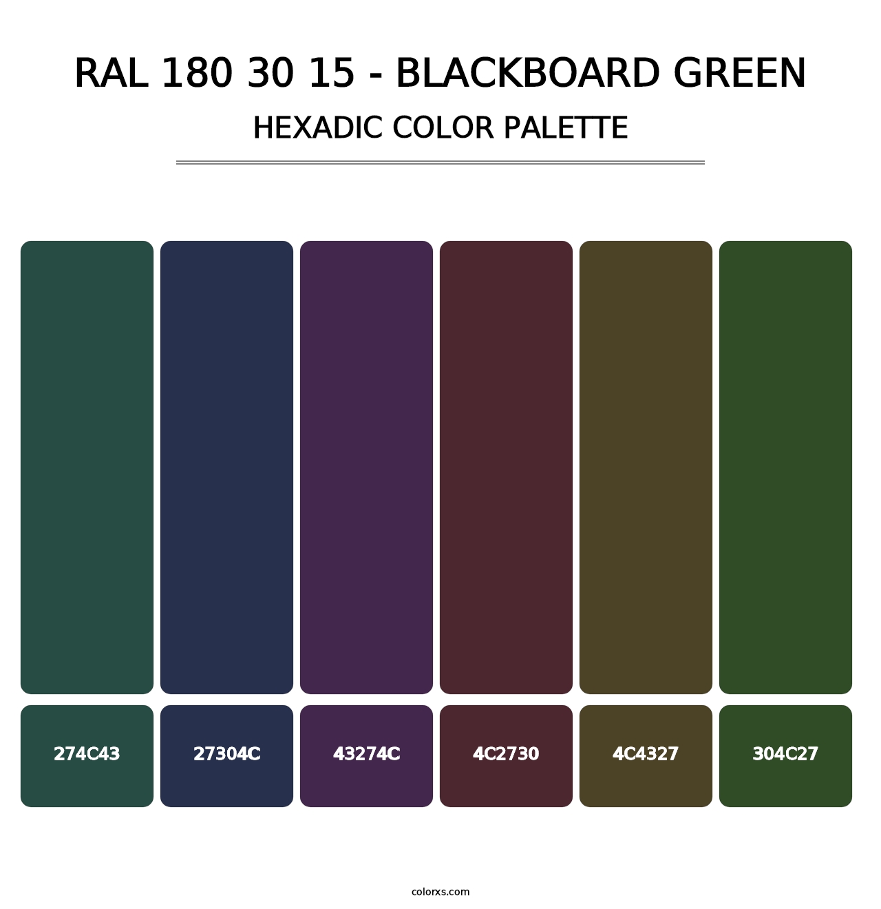 RAL 180 30 15 - Blackboard Green - Hexadic Color Palette