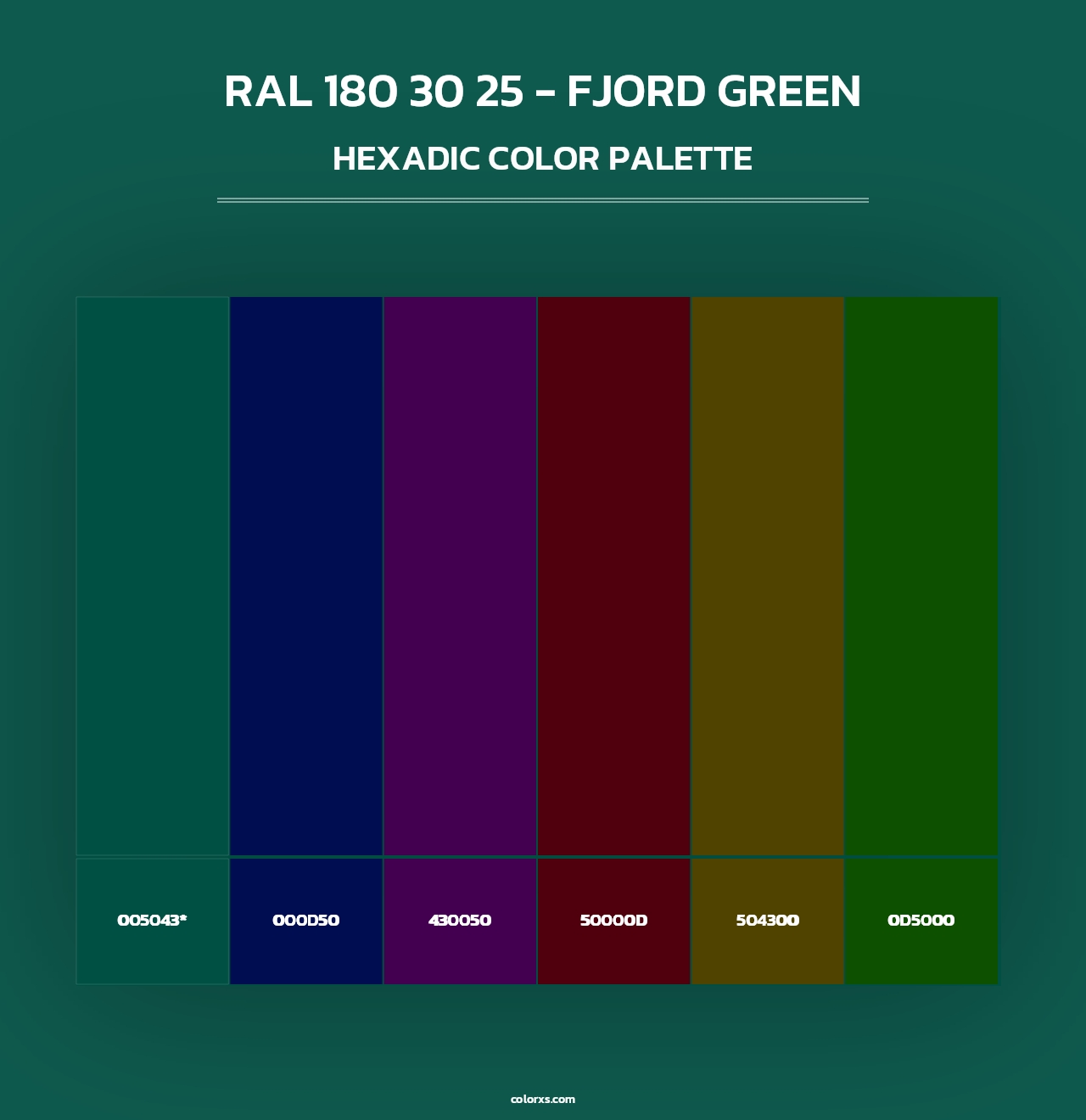 RAL 180 30 25 - Fjord Green - Hexadic Color Palette