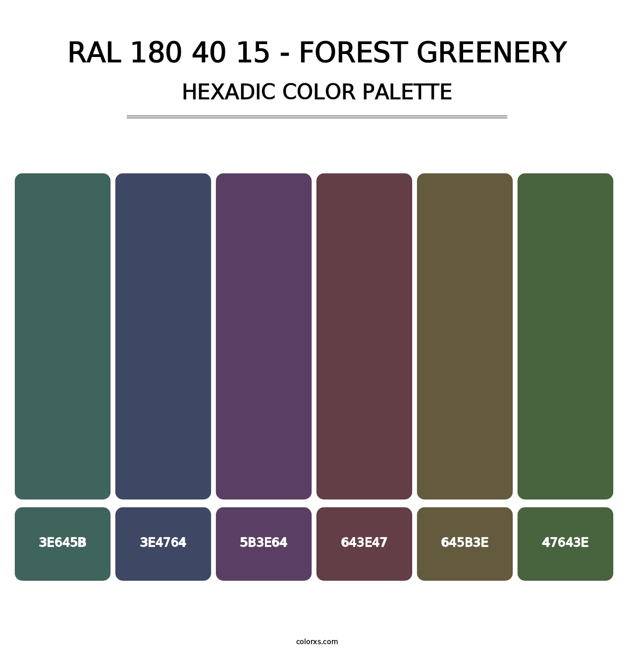 RAL 180 40 15 - Forest Greenery - Hexadic Color Palette