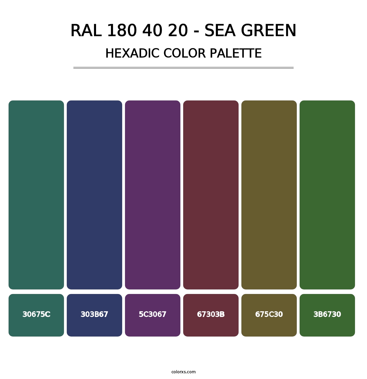 RAL 180 40 20 - Sea Green - Hexadic Color Palette