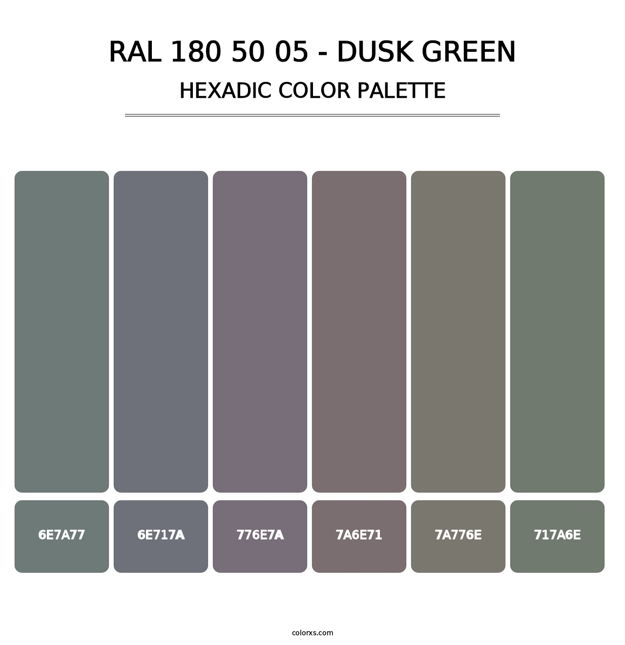 RAL 180 50 05 - Dusk Green - Hexadic Color Palette