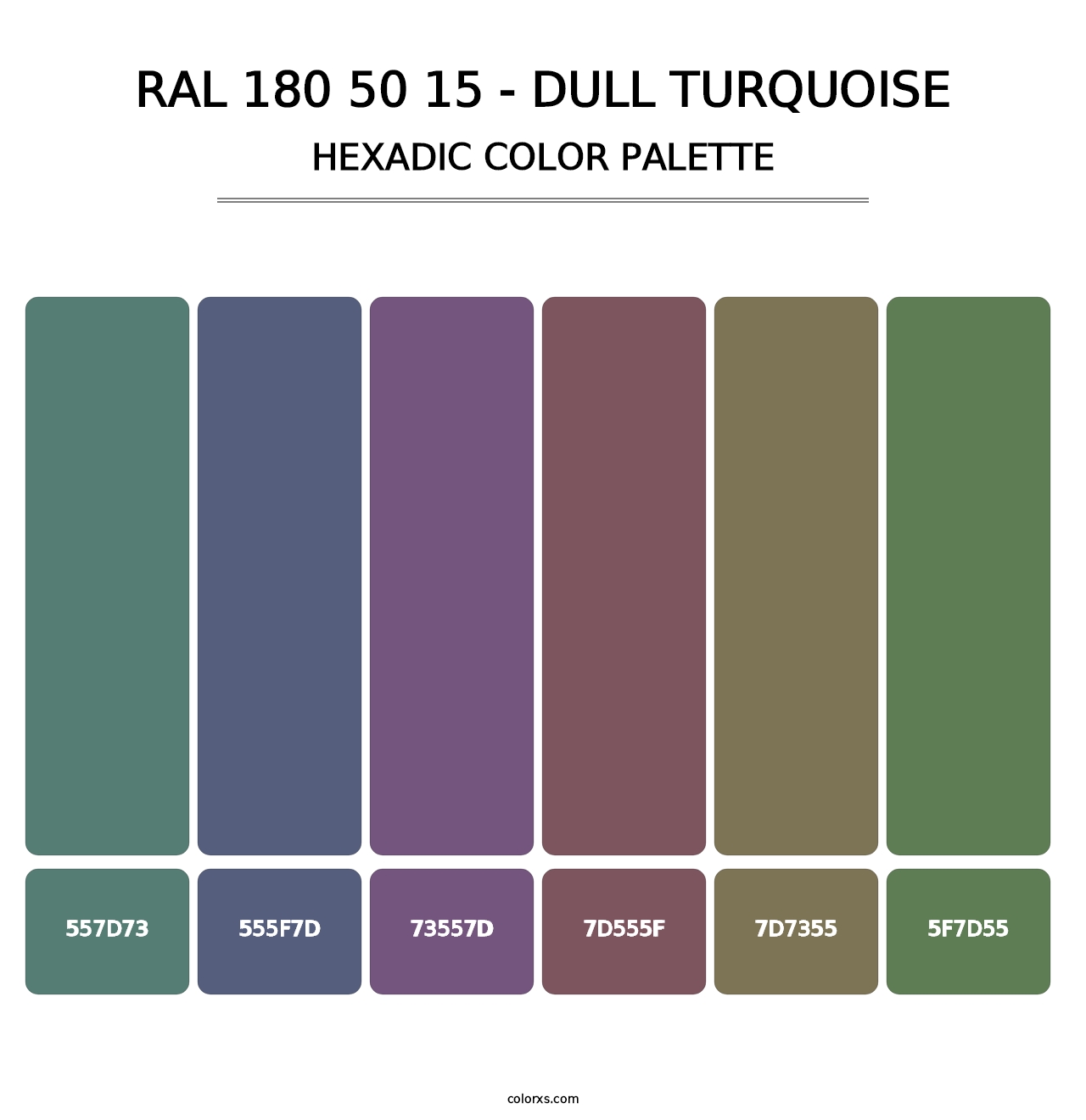 RAL 180 50 15 - Dull Turquoise - Hexadic Color Palette