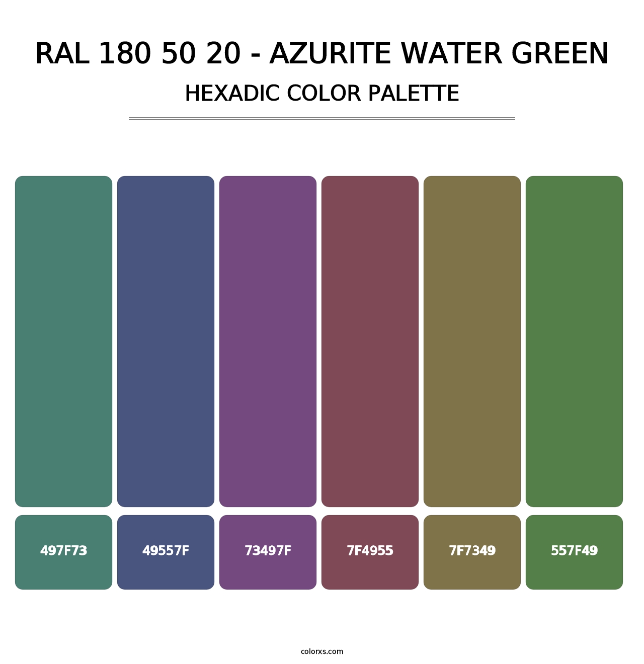 RAL 180 50 20 - Azurite Water Green - Hexadic Color Palette