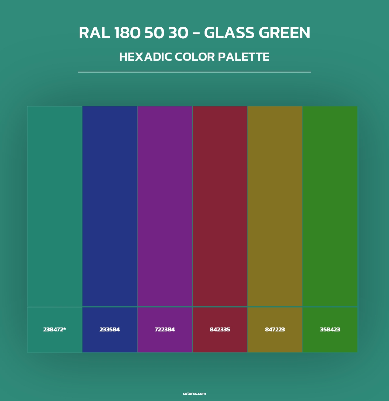 RAL 180 50 30 - Glass Green - Hexadic Color Palette