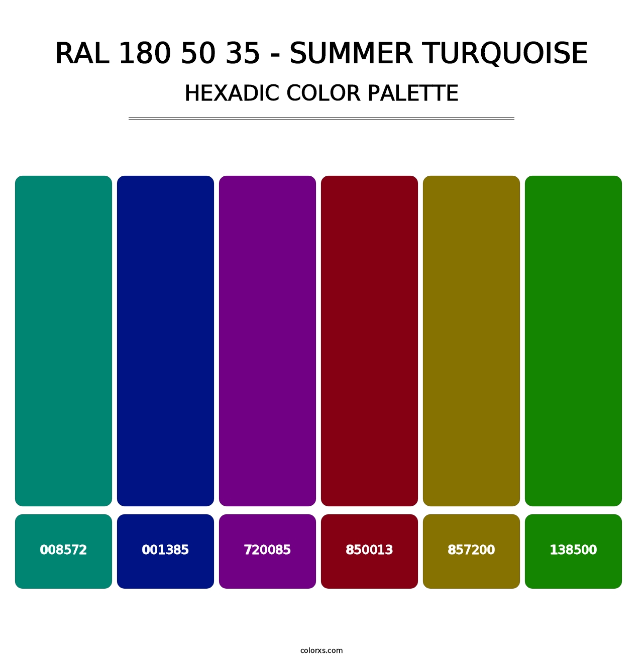 RAL 180 50 35 - Summer Turquoise - Hexadic Color Palette