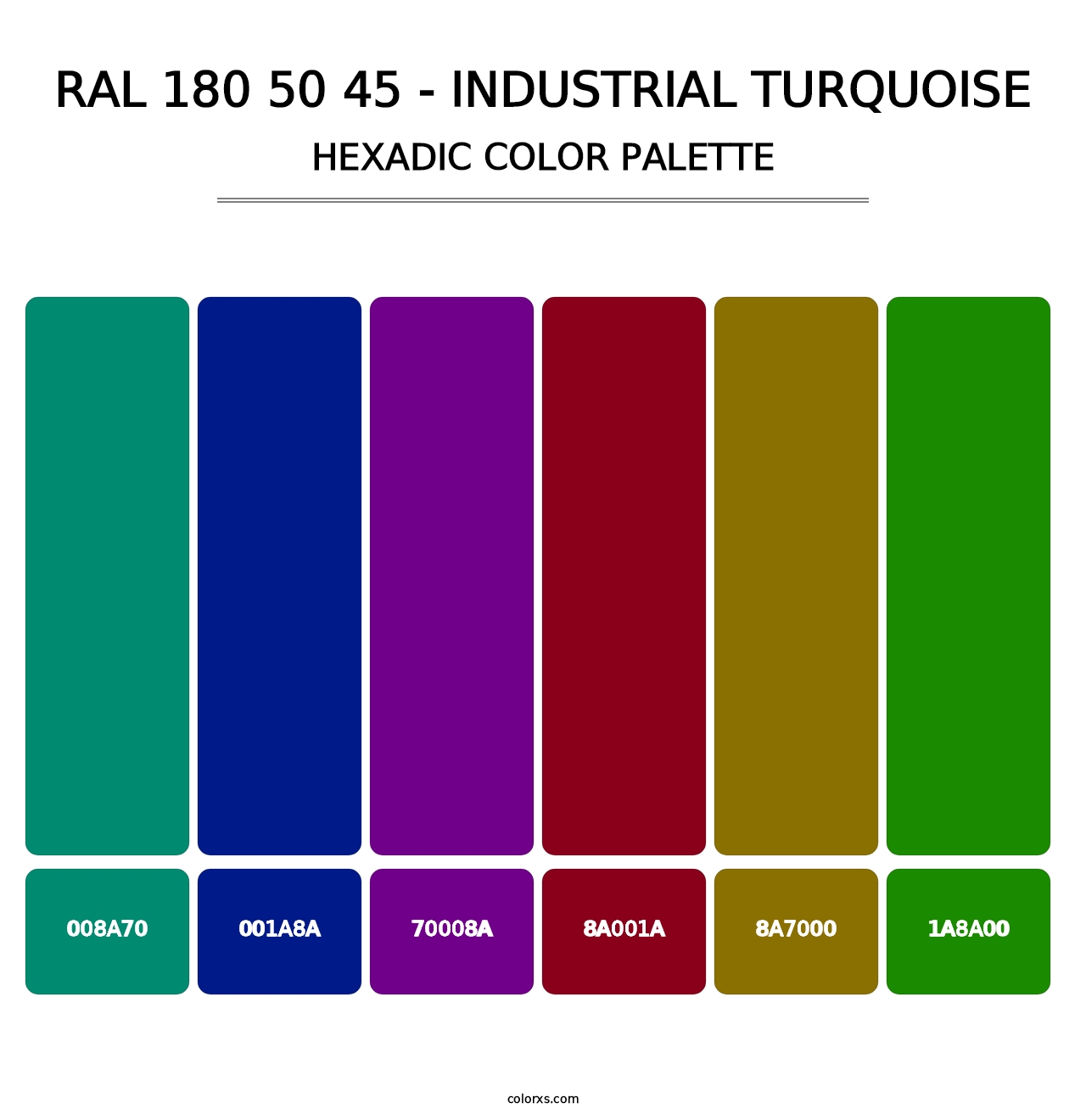 RAL 180 50 45 - Industrial Turquoise - Hexadic Color Palette
