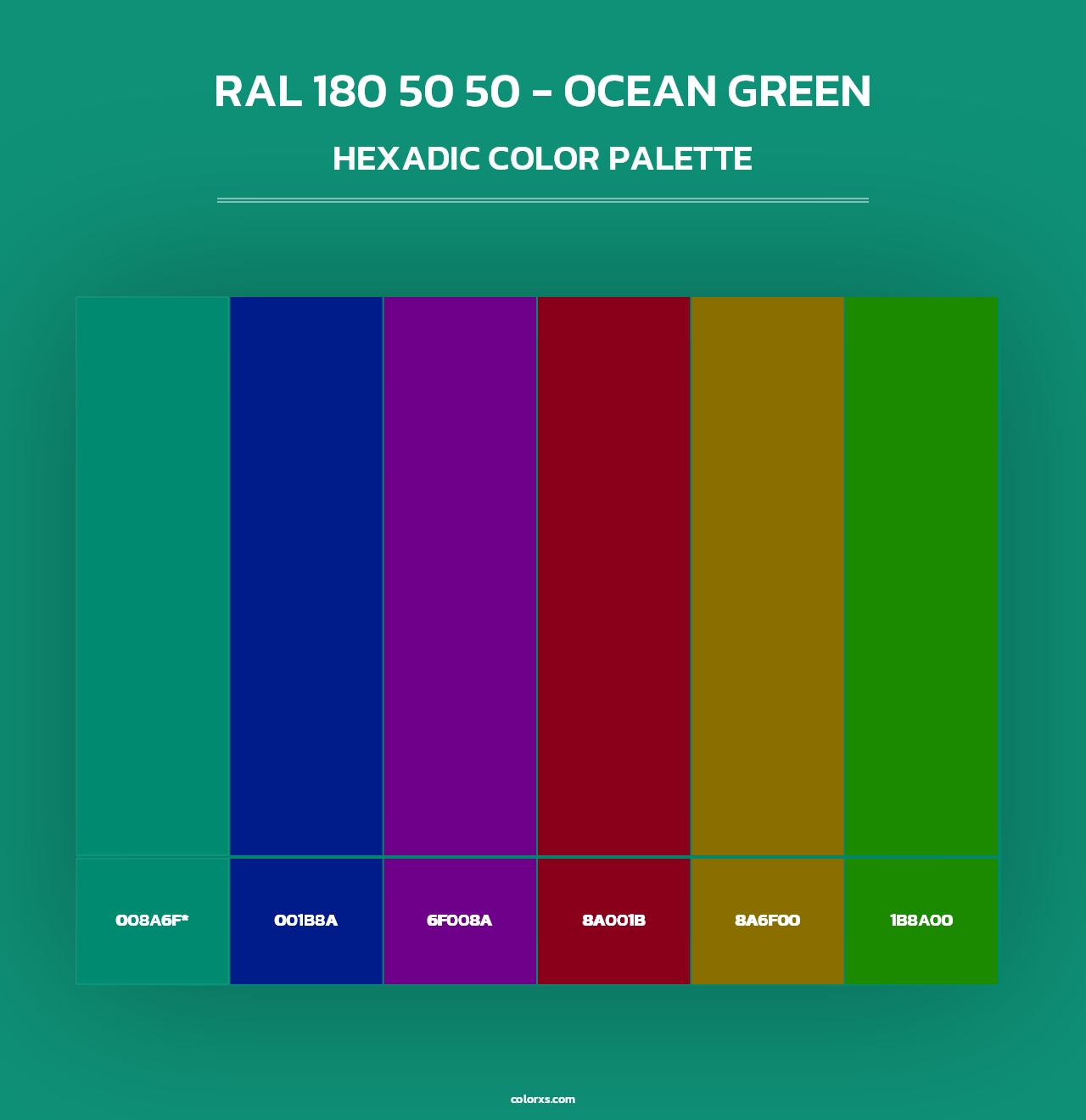 RAL 180 50 50 - Ocean Green - Hexadic Color Palette