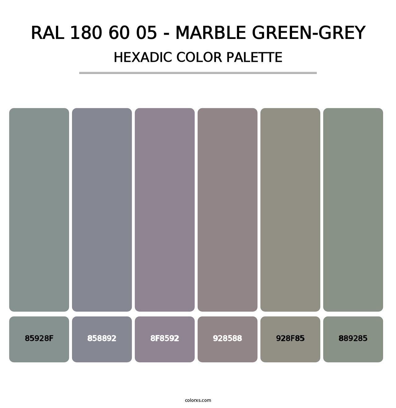 RAL 180 60 05 - Marble Green-Grey - Hexadic Color Palette