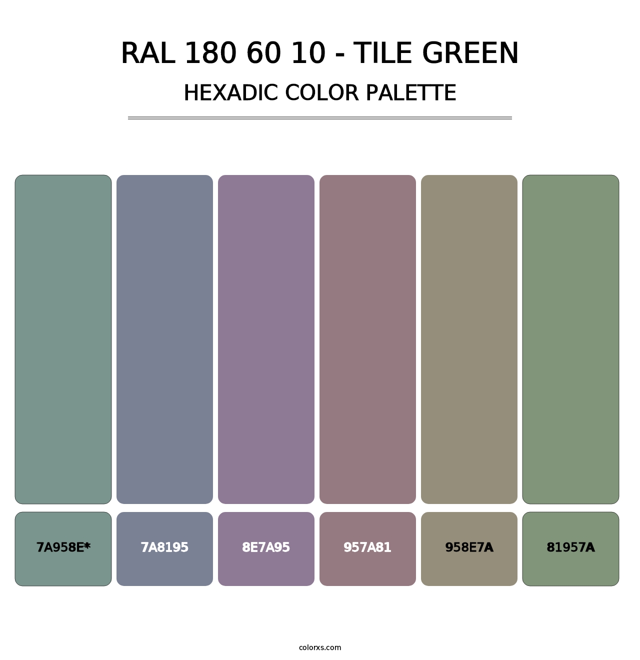 RAL 180 60 10 - Tile Green - Hexadic Color Palette