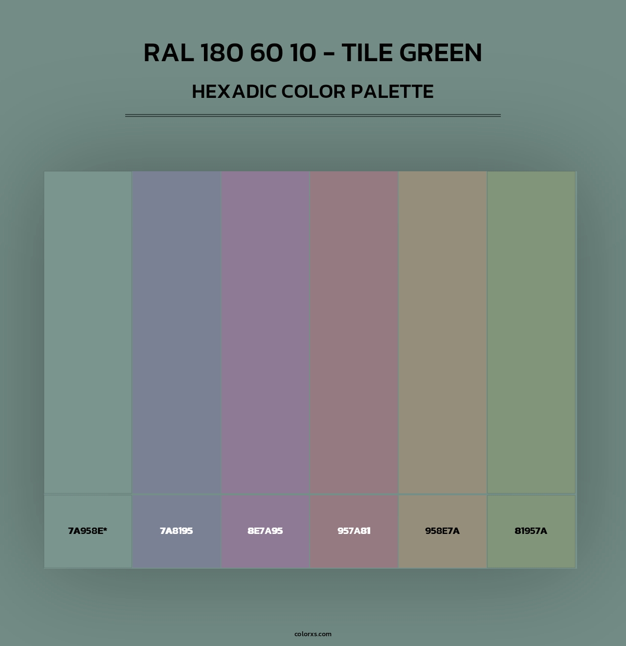RAL 180 60 10 - Tile Green - Hexadic Color Palette