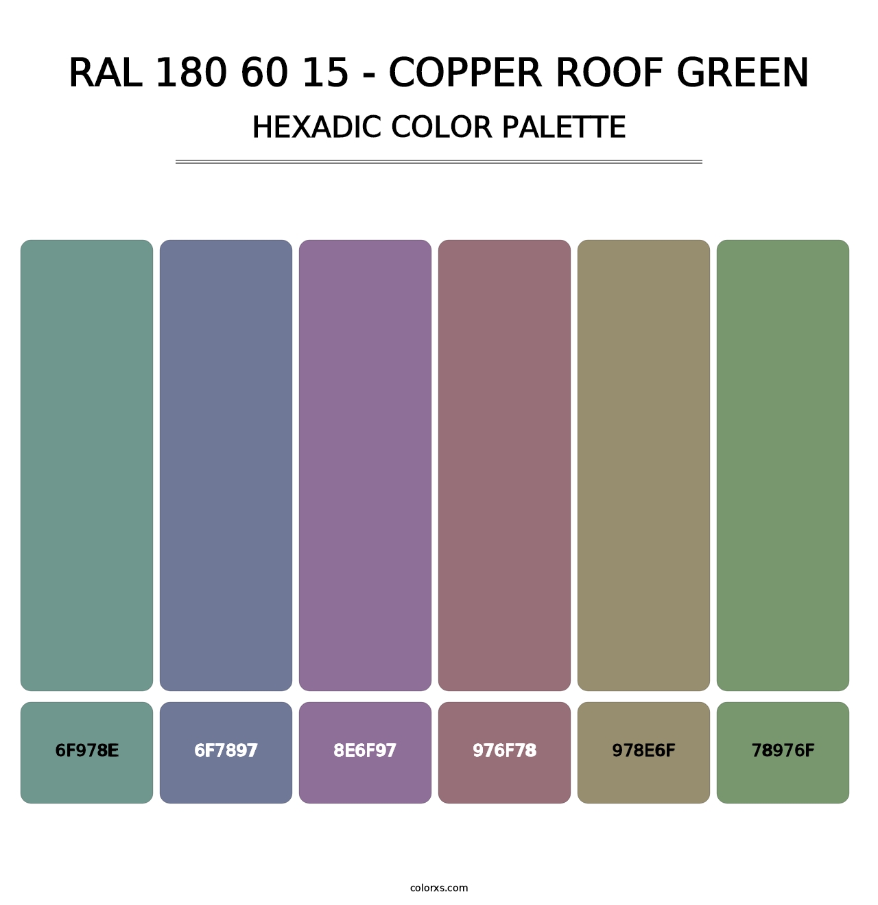 RAL 180 60 15 - Copper Roof Green - Hexadic Color Palette