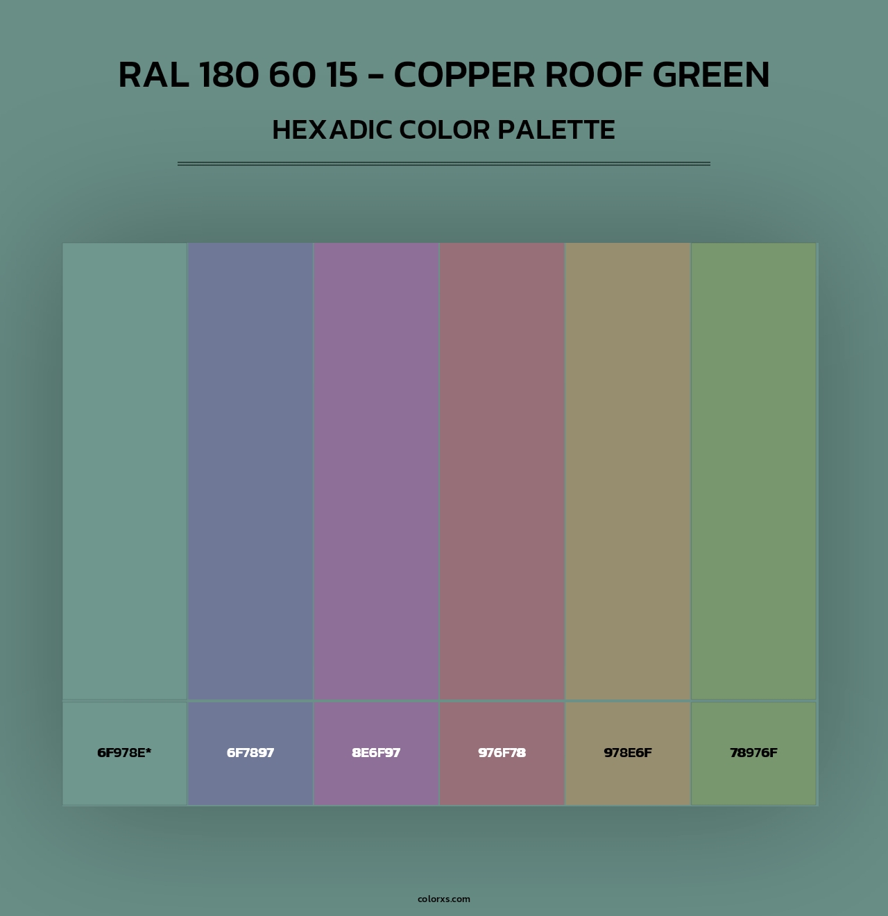 RAL 180 60 15 - Copper Roof Green - Hexadic Color Palette