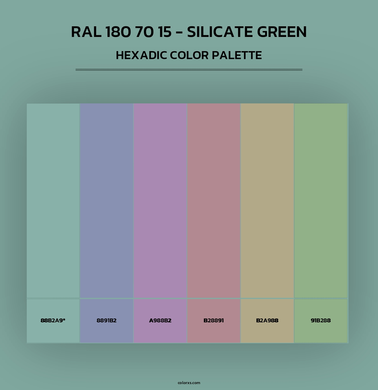 RAL 180 70 15 - Silicate Green - Hexadic Color Palette