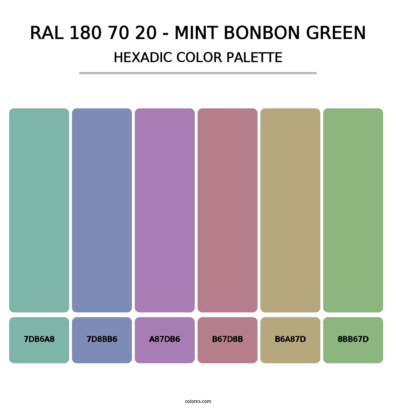RAL 180 70 20 - Mint Bonbon Green - Hexadic Color Palette
