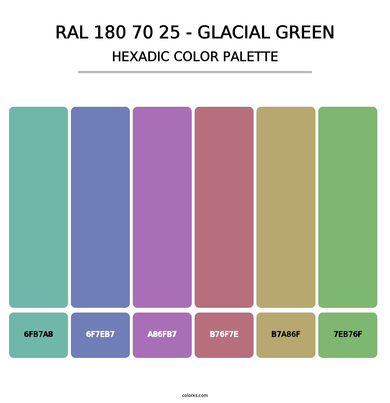 RAL 180 70 25 - Glacial Green - Hexadic Color Palette