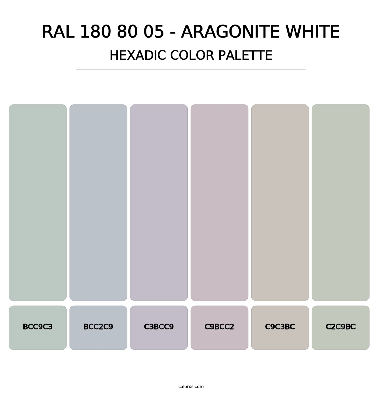 RAL 180 80 05 - Aragonite White - Hexadic Color Palette