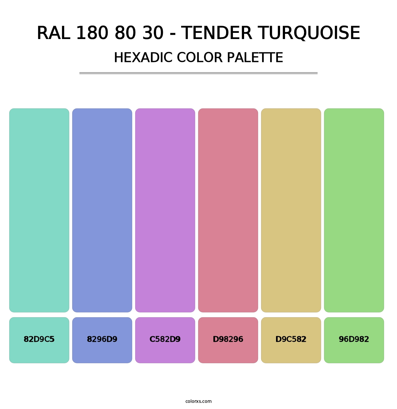 RAL 180 80 30 - Tender Turquoise - Hexadic Color Palette