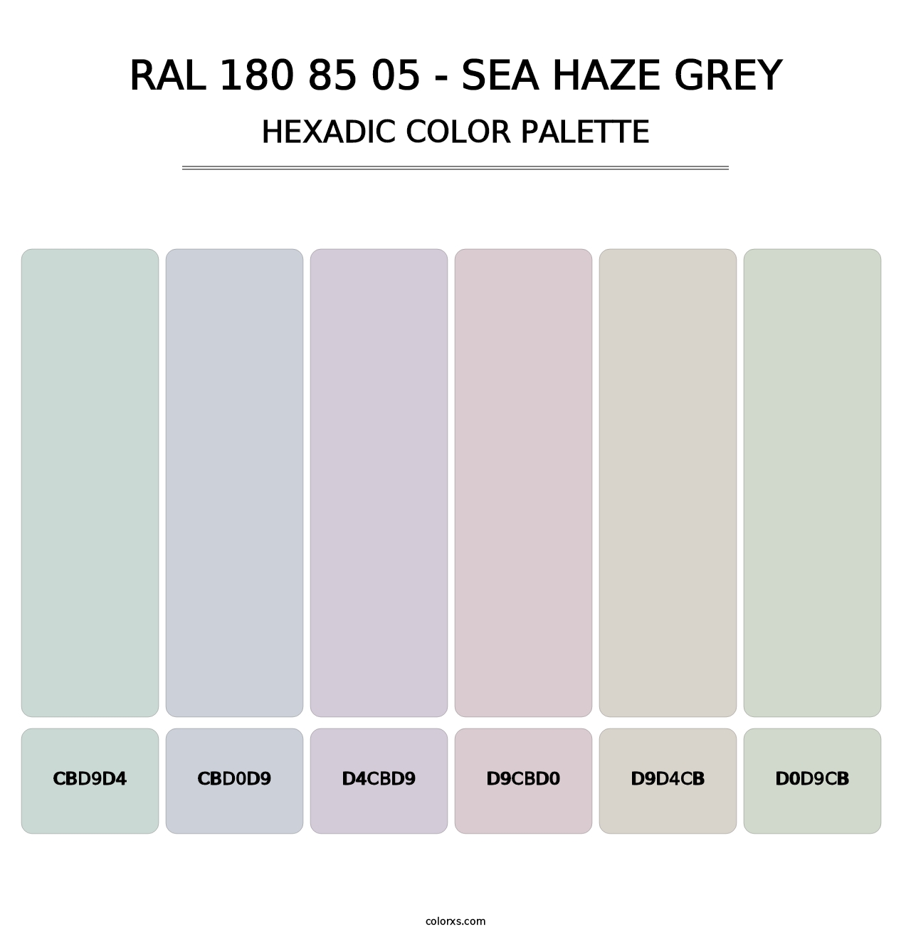 RAL 180 85 05 - Sea Haze Grey - Hexadic Color Palette