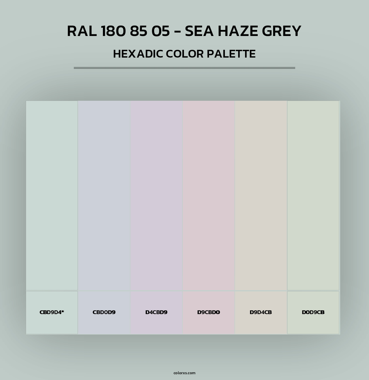 RAL 180 85 05 - Sea Haze Grey - Hexadic Color Palette