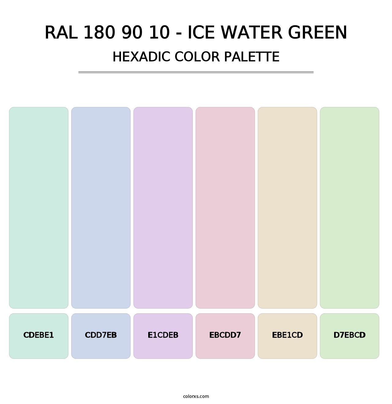 RAL 180 90 10 - Ice Water Green - Hexadic Color Palette