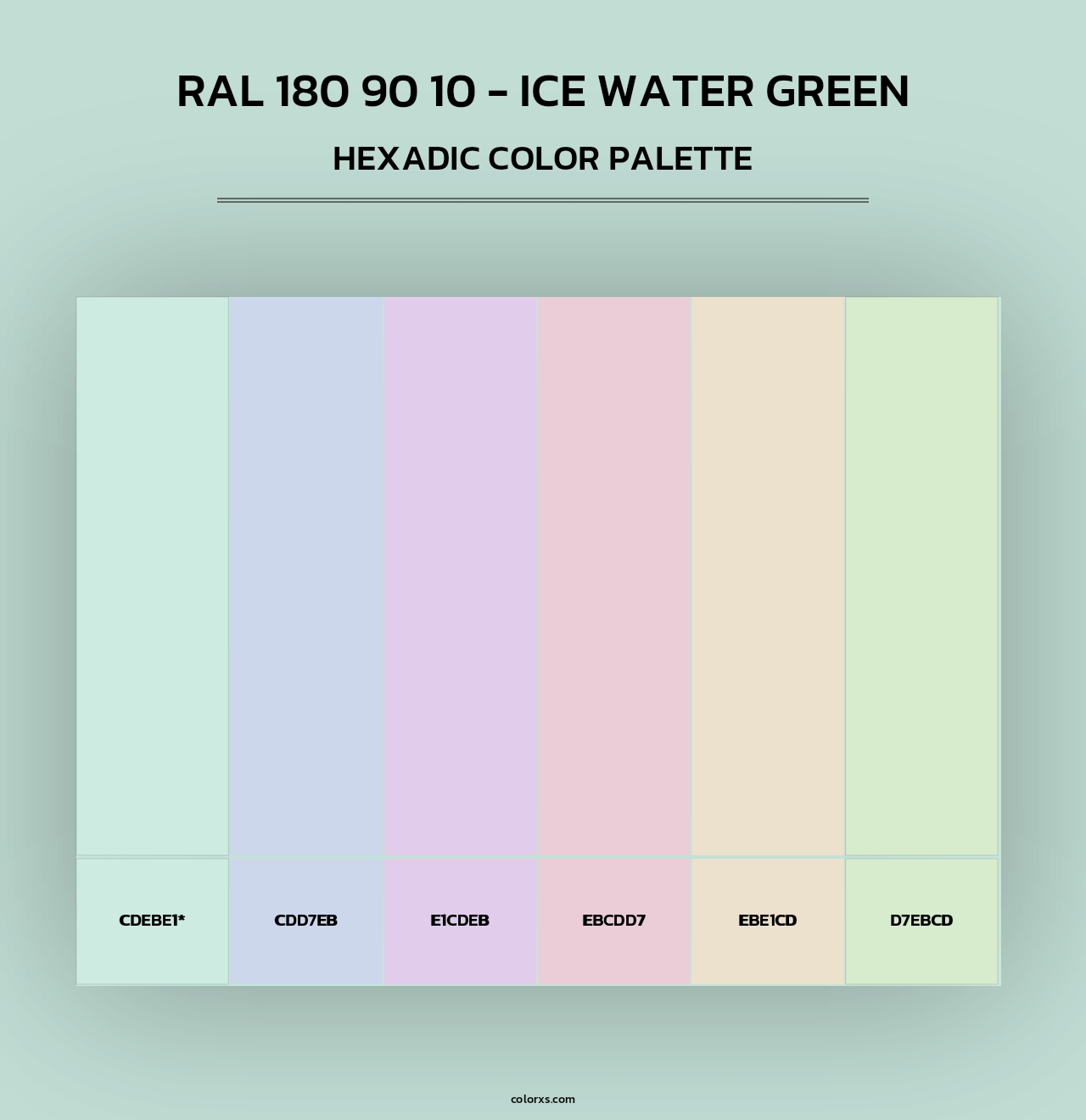 RAL 180 90 10 - Ice Water Green - Hexadic Color Palette