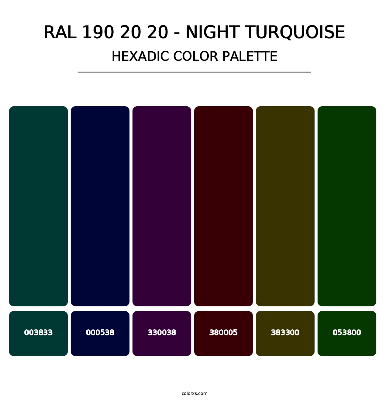 RAL 190 20 20 - Night Turquoise - Hexadic Color Palette