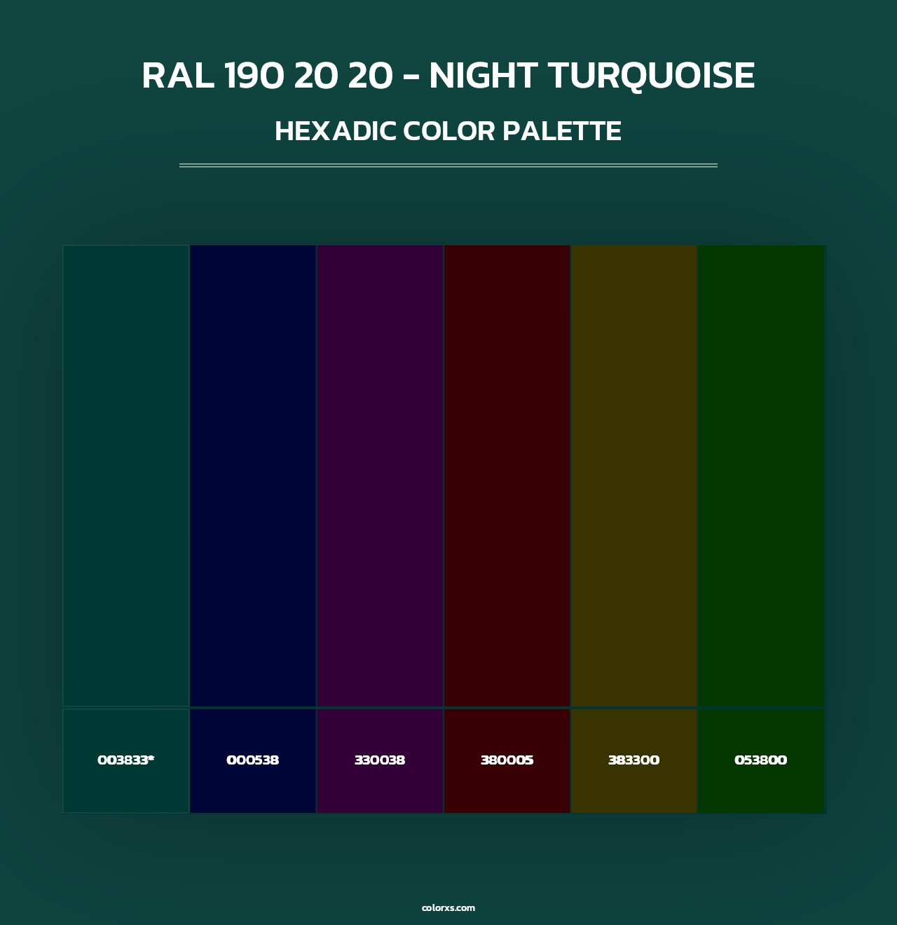 RAL 190 20 20 - Night Turquoise - Hexadic Color Palette